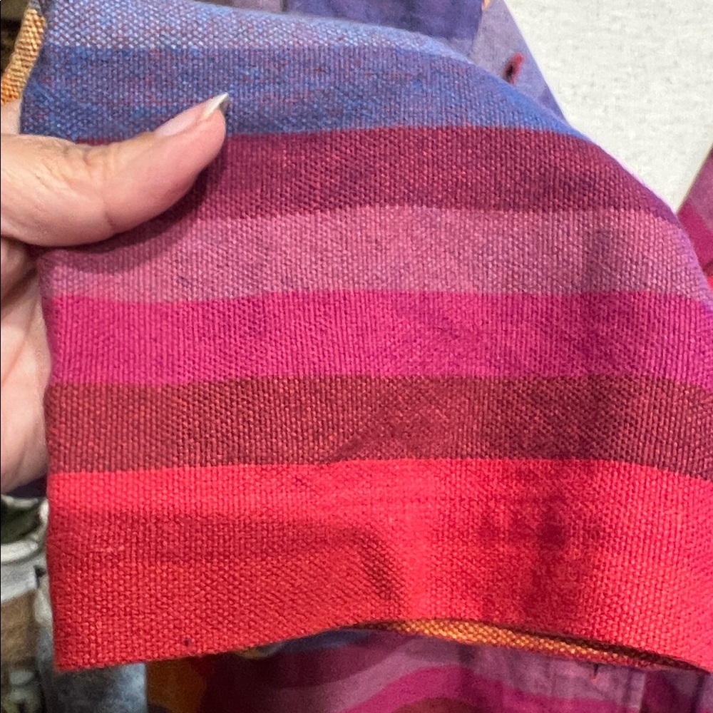 Coldwater Creek rainbow striped linen blend topper blazer with pockets XL - Picture 5 of 11